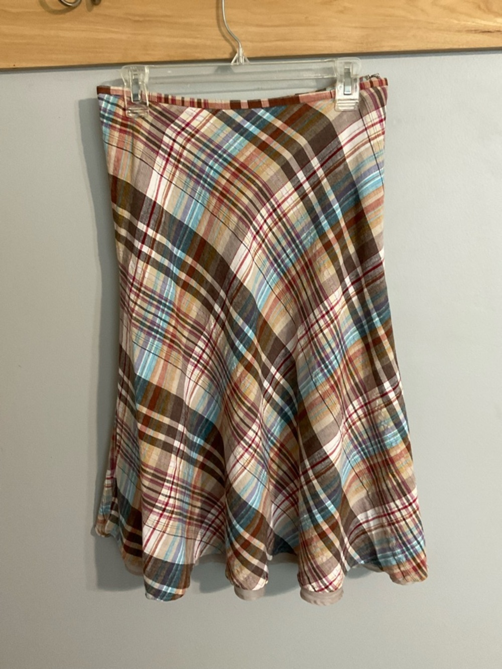 Christopher & Banks Plaid A-Line Skirt with Beige Underskirt Medium
